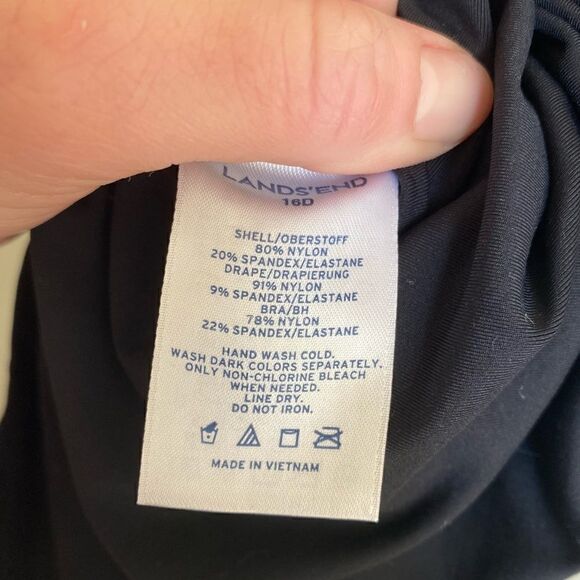 Lands End Swim Dress Black Bathing Suit 16D - Picture 5 of 6